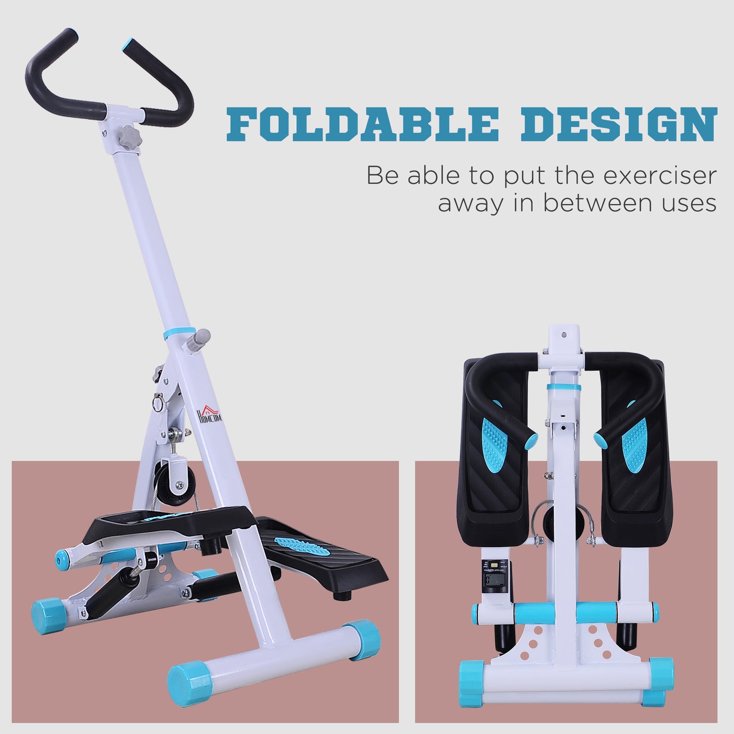 Stepper w/ Handle Hand Grip Workout Fitness Machine For Fitness Aerobic Exercise Home Gym White
