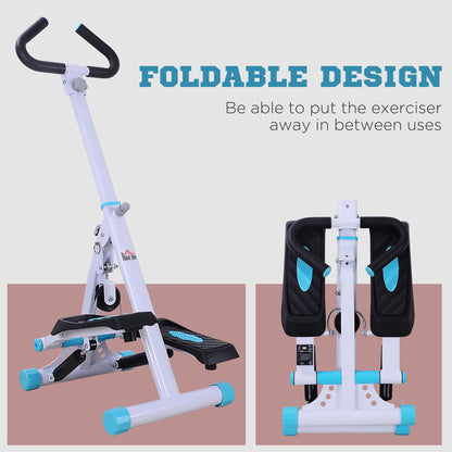 Stepper w/ Handle Hand Grip Workout Fitness Machine For Fitness Aerobic Exercise Home Gym White