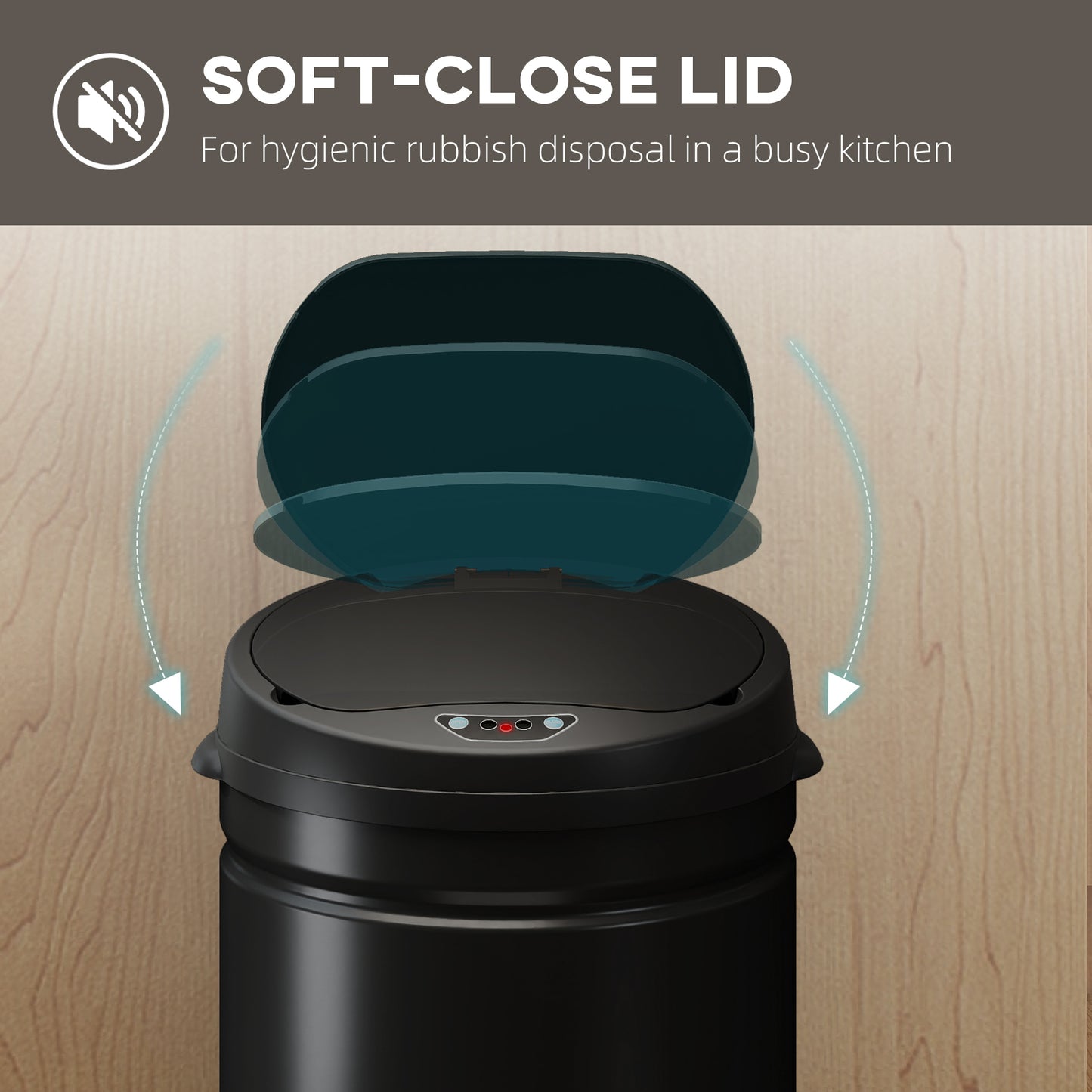 30L Stainless Steel Sensor Bin - Black