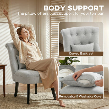 Fabric Single Sofa Dining Chair Tub Chair Upholstered W/ Pillow Solid Wood Leg Home Living Room Furniture Grey
