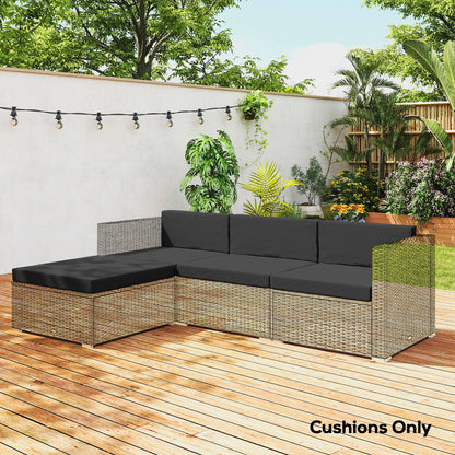 7-Piece Patio Furniture Cushions, Outdoor Loveseat Cushion with Removable Covers for Rattan Furniture, 60x60 cm, Black