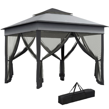 3 x 3(m) Pop Up Gazebo, Height Adjustable Instant Event Shelter with Netting and Carrying Bag, Grey