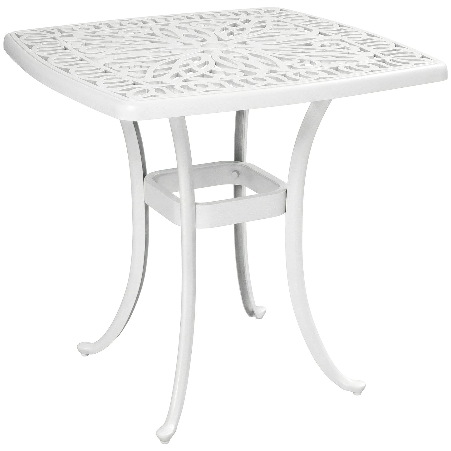 Outdoor Garden Table with 38mm Dia. Umbrella Hole, Cast Aluminium Patio End Table with Anti-slip Foot Pads for Garden