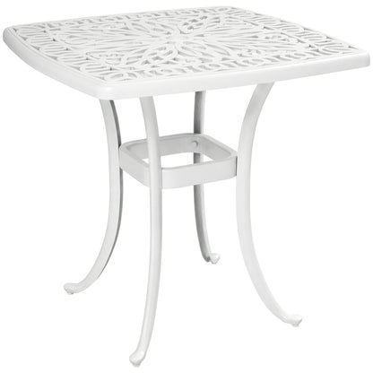 Outdoor Garden Table with 38mm Dia. Umbrella Hole, Cast Aluminium Patio End Table with Anti-slip Foot Pads for Garden