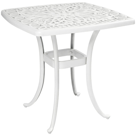 Outdoor Garden Table with 38mm Dia. Umbrella Hole, Cast Aluminium Patio End Table with Anti-slip Foot Pads for Garden