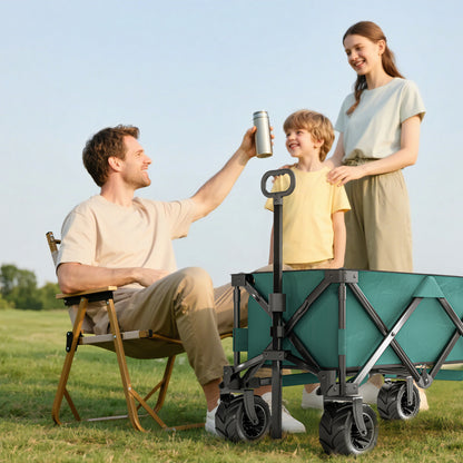 205L Festival Trolley on Wheels, Folding Camping Trolley Cart with Telescopic Handle, Beach Cart