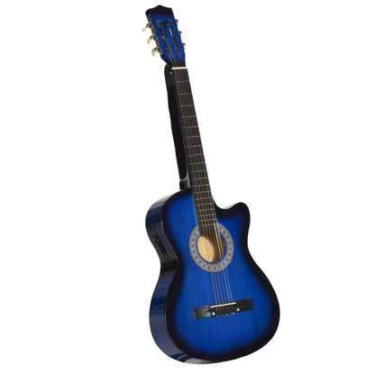 38 Inch Full Size Acoustic Electric Guitar, Classical Beginner Junior Adult Guitar Gloss Finish with Carrying Case, Strap