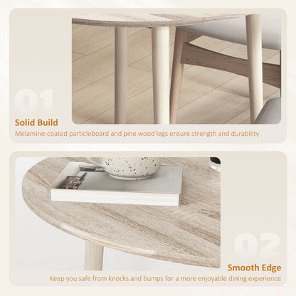 Folding Dining Table for 4, Round Drop Leaf Table, Modern Space Saving Small Kitchen Table with Wood Legs for Dining Room