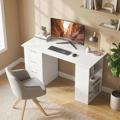 Computer Desk with Drawers, Home Office Desk, Writing Table, PC Workstation with 3 Storage Shelves for Working, Study