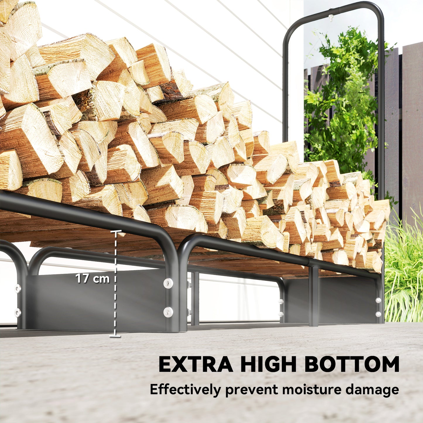 8.5ft Firewood Rack, Heavy Duty Log Storage Holder with Waterproof 600D Oxford Log Cover for Fireplace Fire Pits Outdoor Pati