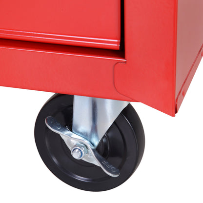 5-Drawer Lockable Tool Storage Cabinet with Wheels, Handle, 2 Keys, Steel Home Work DIY Workshop Chest