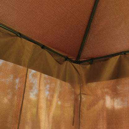 3 x 4m Garden Gazebo, Double Roof Marquee Canopy Shelter with Sidewalls, Solid Steel Frame for Garden, Lawn