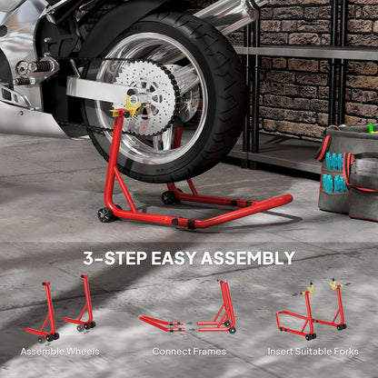 Motorcycle Rear Wheel Stand, 544 kg Capacity Heavy Duty Steel Motorbike Motorcycle Paddock Stand Lift