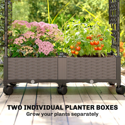 Raised Garden Bed with Arch Trellis, Raised Bed for Garden on Wheels with Side Trellis, Self Watering Planter Box