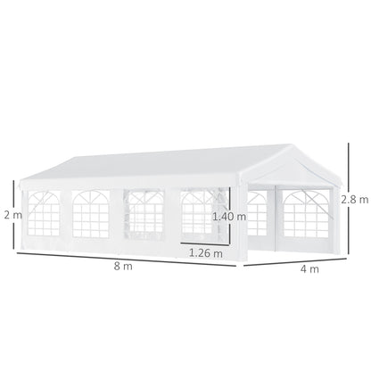 8m x 4m Garden Gazebo Marquee Wedding Shelter Level 4 Wind Protection, White