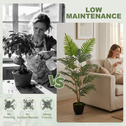 Artificial Fern Topiary Tree, Realistic Artificial Plant in Cement Pot, Fake Plant, 120cm
