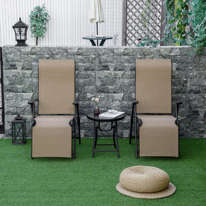 Outdoor Set of 2 Outdoor Sun Lounger 10-Position Adjustable Texteline Folding Reclining Chairs