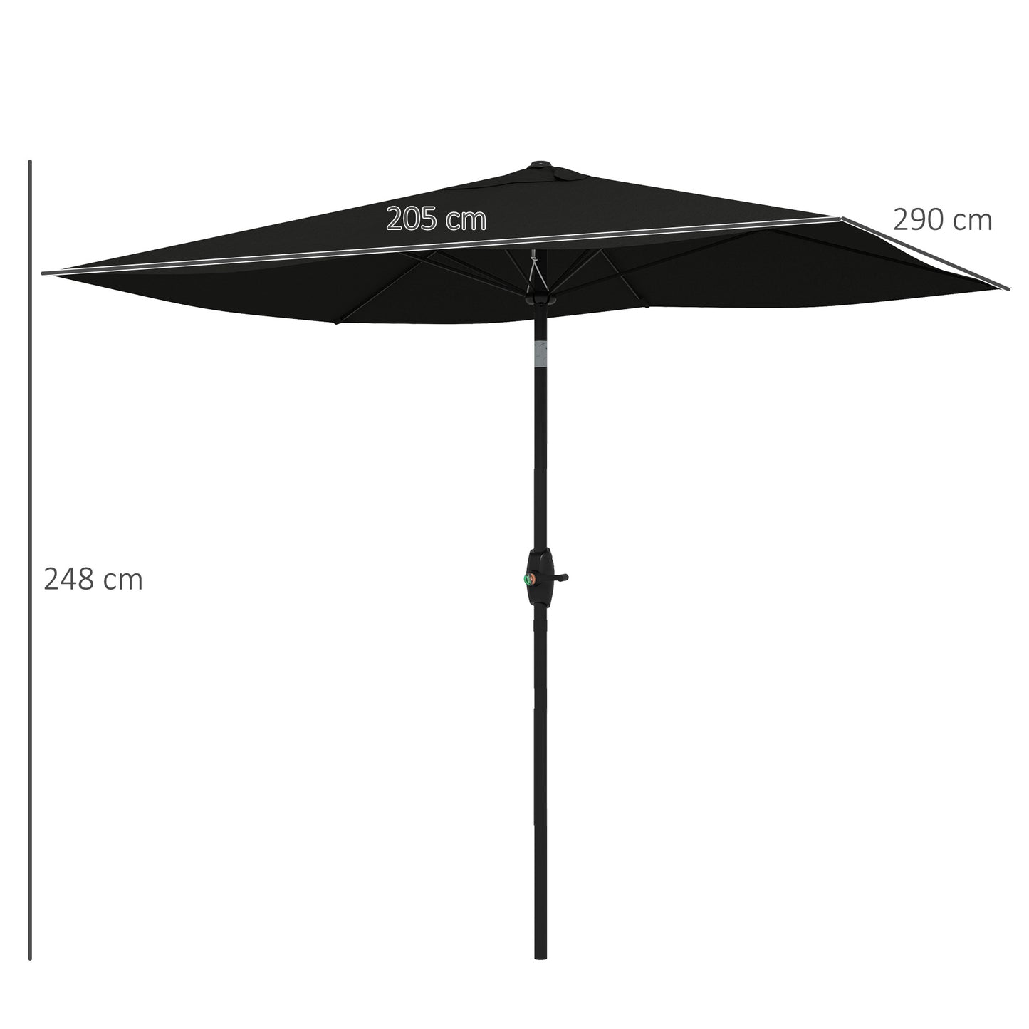 3 x 2 m Garden Parasol Umbrella with Aluminium Pole, UPF 50+ Rectangular Outdoor Table Parasol Sun Shade