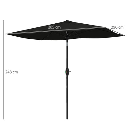 3 x 2 m Garden Parasol Umbrella with Aluminium Pole, UPF 50+ Rectangular Outdoor Table Parasol Sun Shade