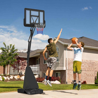 245-305cm Adjustable Basketball Hoop and Stand, with Wheels, Black