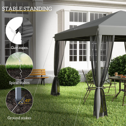 3 x 3 m Pop Up Gazebo, 420D Garden Tent Canopy with Removable Mesh Sidewall Netting, Carry Bag for Garden Patio Outdoor
