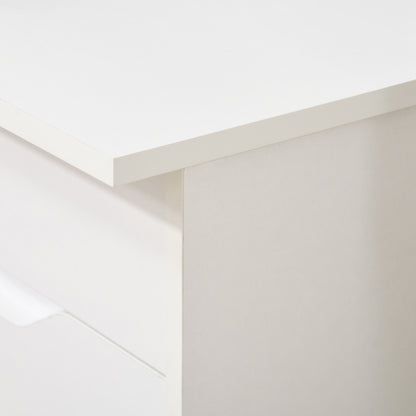 Computer Desk with Drawers, High Gloss Home Office Desk with Storage Cabinet, Study Workstation, 120 x 60cm, White