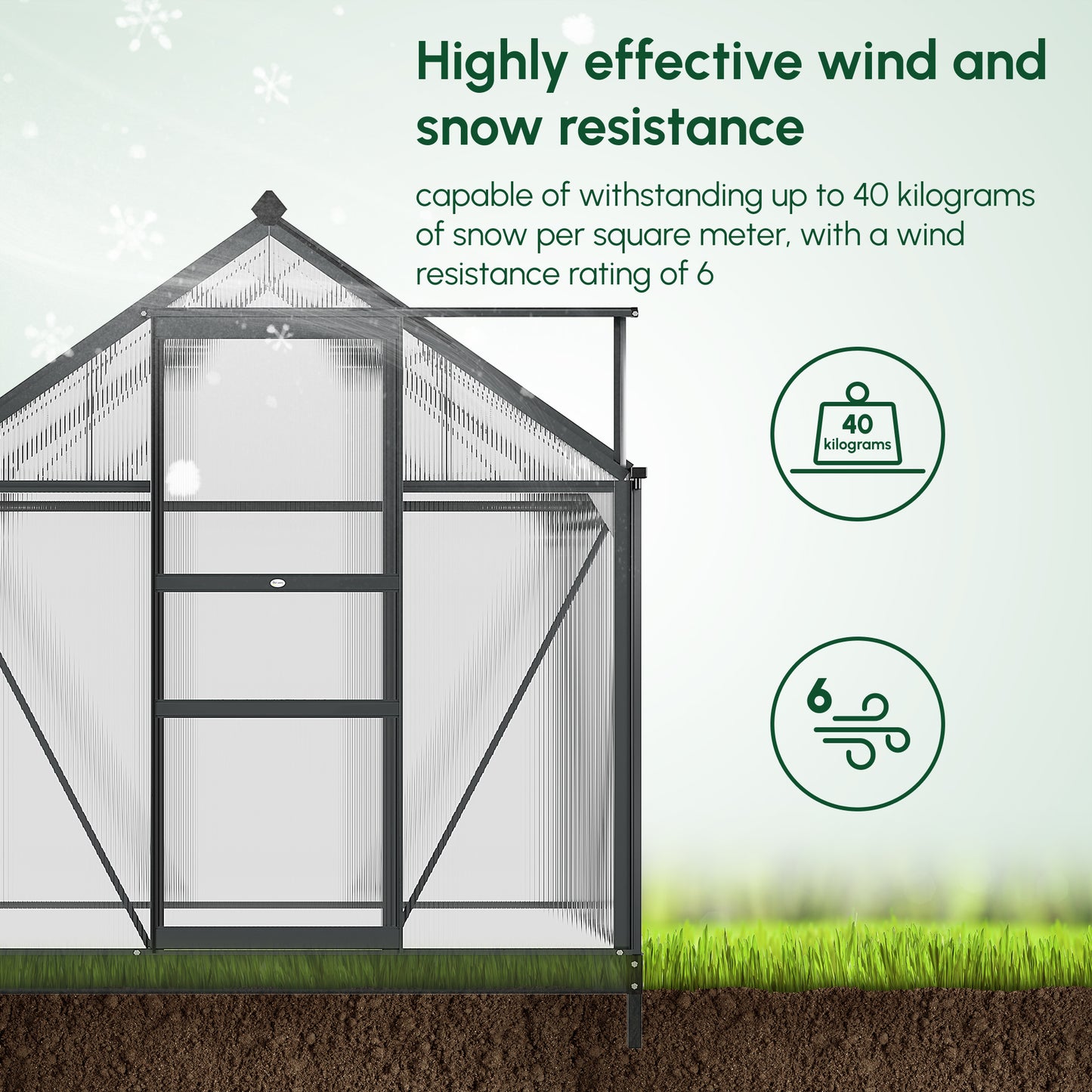 6 x 4ft Polycarbonate Greenhouse, Large Walk-In Green House with Slide Door and Window