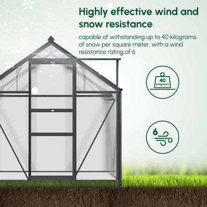 6 x 4ft Polycarbonate Greenhouse, Large Walk-In Green House with Slide Door and Window