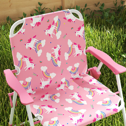 Kids Patio Table and Chair Set, Kids Garden Furniture with Umbrella, 4-Piece Bistro Set for Garden, Pink