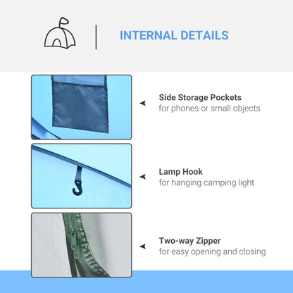4 Person Pop-up Camping Tent, Family Dome Tent with Ground Sheet, 4 Windows and Portable Carry Bag for Beach Outdoor Trip