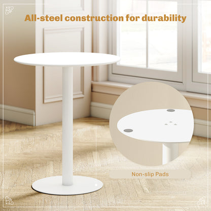 Dining Table, Round Kitchen Table with Steel Base for Living Room, Dining Room, 60 x 60 x 72cm, White