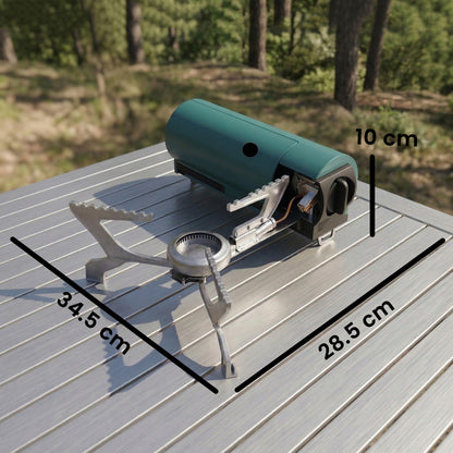 2670W Foldable Camping Stove with Safety Shut-Off, Piezo Ignition Gas Stove with Carry Bag, Green