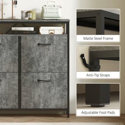 Shoe Storage Cabinet with 4 Flip Drawers and Open Shelf - Cement Grey