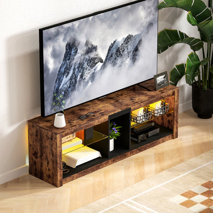 TV Stand Cabinet with LED Lights and Remote Control for TVs up to 65"