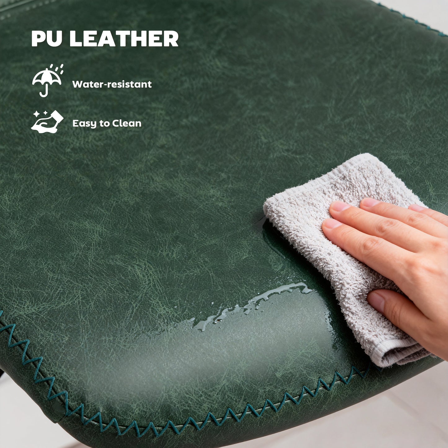 Bar Stools Set of 2, PU Leather Barstools with Backrest and Footrest for Kitchen, Counter, Breakfast Bar, Green