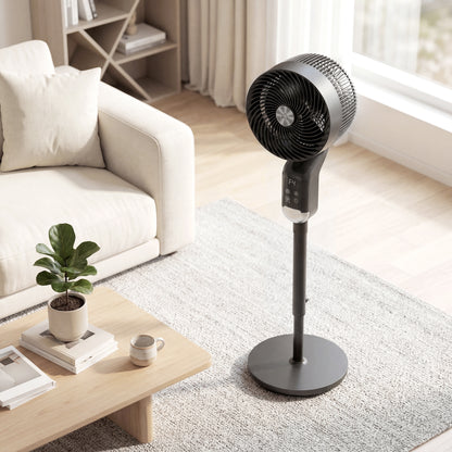 20 dB Silent Standing Fan, Pedestal Fan with Remote, Oscillating, 8 Speeds, Adjustable Height, 12H Timer