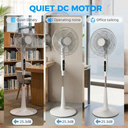 Three Mode Pedestal Fan, with Insect Repellant Box and LED Panel - White
