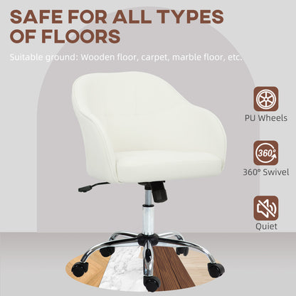 46-56 cm Velvet-feel Office Chair - Cream