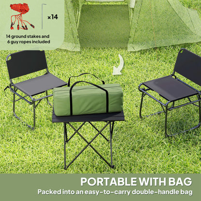3 Man Camping Tent with Living Area and 2 Bedrooms, 3000mm Waterproof Family Tent with Sewn-in Groundsheet and bag