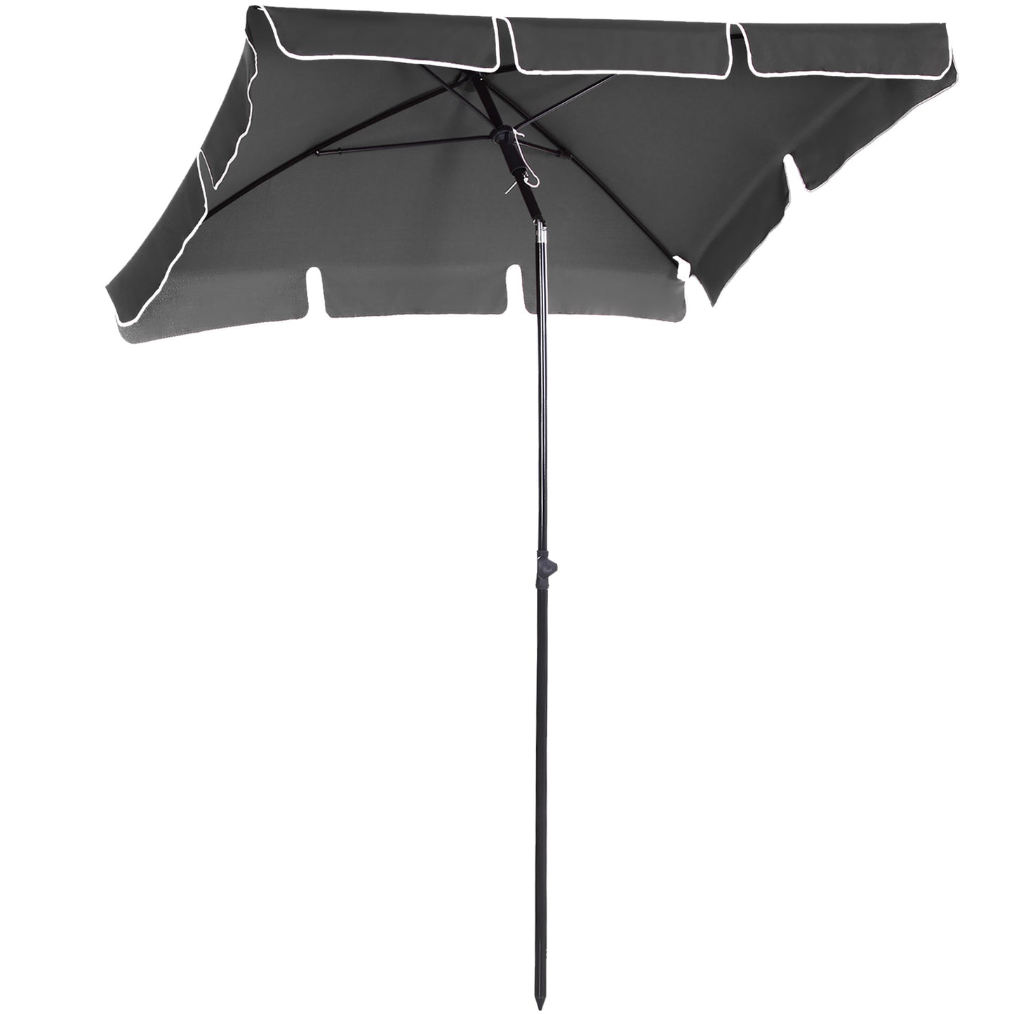 Garden Parasol Umbrella, Outdoor Market Table Umbrella with Ruffles & Aluminium Pole