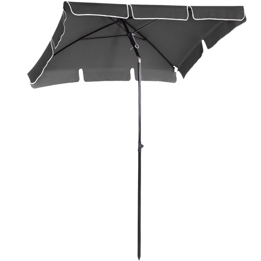 Garden Parasol Umbrella, Outdoor Market Table Umbrella with Ruffles & Aluminium Pole