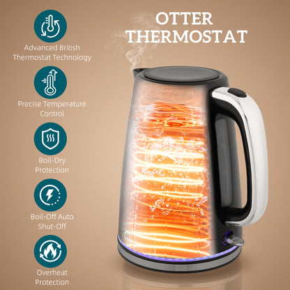 Modern Kettle and Toaster Set - Black