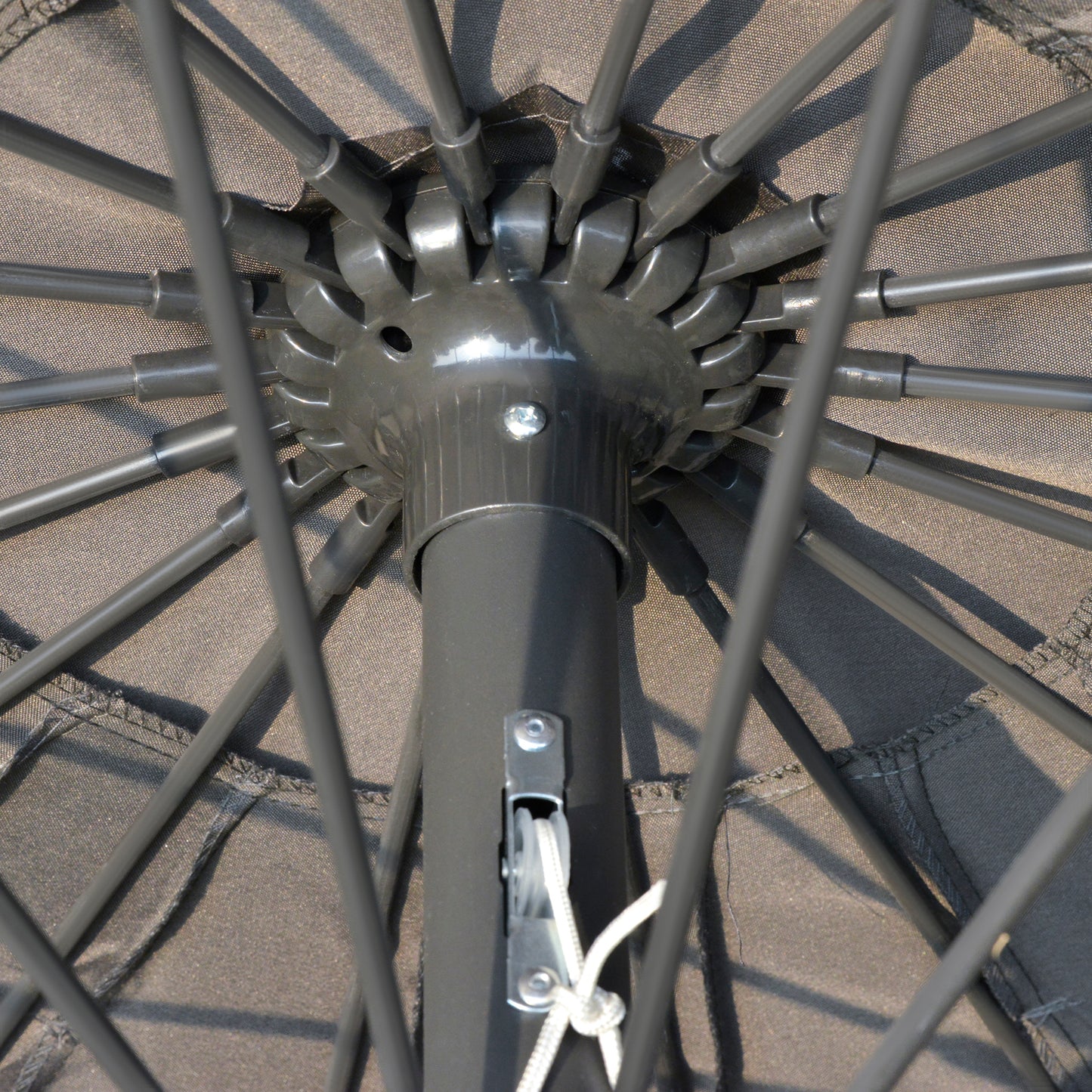 2.5m Shanghai Garden Parasol Umbrella with Crank & Tilt, Adjustable Outdoor Sun Shade, Grey