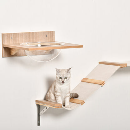 4PCs Wall-mounted Cats Climbing Shelf Set Cat Tree Kitten Perch Activity Center