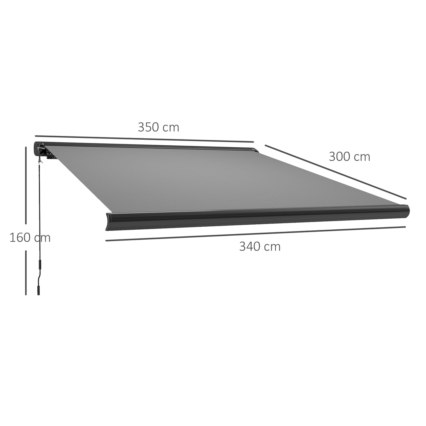 3.5 x 3 m Electric Awning with Remote Controller, Aluminium Frame DIY Retractable Awning