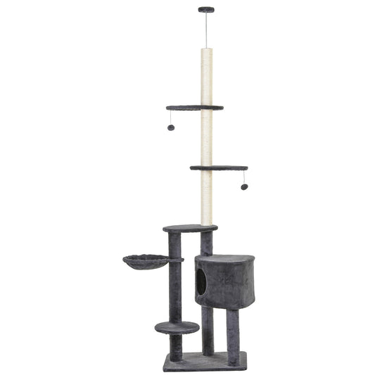 Floor to Ceiling Cat Tree for Indoor Cats Play Tower Climbing Activity Center Scratching Post Platforms Condo Adjustable Heig