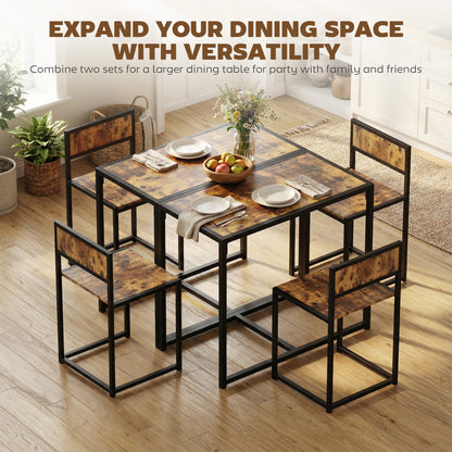 3 Piece Table Stool Set - Rustic Brown