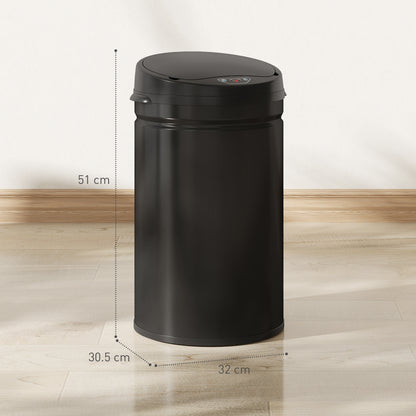 30L Stainless Steel Sensor Bin - Black