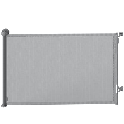 Retractable Dog Gate, Extends to 140 cm Wide & 93 cm Tall, Mesh Pet Gate with Single Hand Operation, for Stairs Doorways