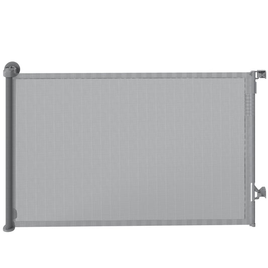 Retractable Dog Gate, Extends to 140 cm Wide & 93 cm Tall, Mesh Pet Gate with Single Hand Operation, for Stairs Doorways